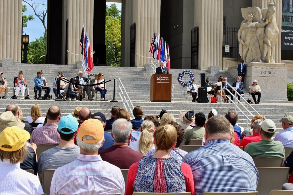 Memorial Day observance ceremony at Soldiers Memorial in downtown St. Louis.