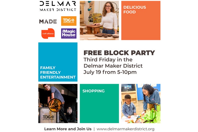 Delmar Makers District Free Block Party July 19, 2024.