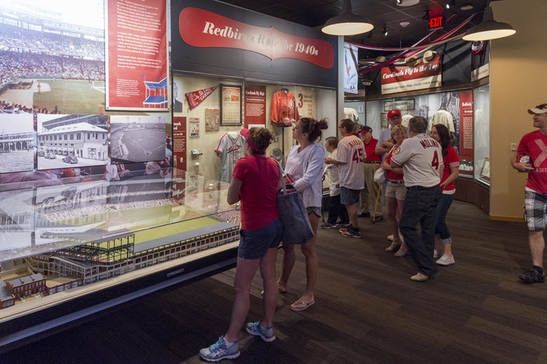 Fans explore the Cardinals Hall of Fame and Museum.