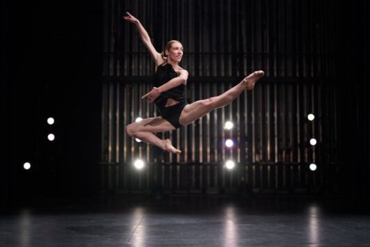 A dancer from Saint Louis Dance Theatre strikes a pose.