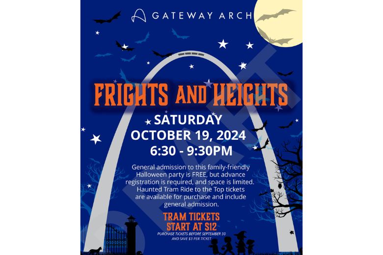 Halloween takes over the Gateway Arch during its Frights and Heights event.