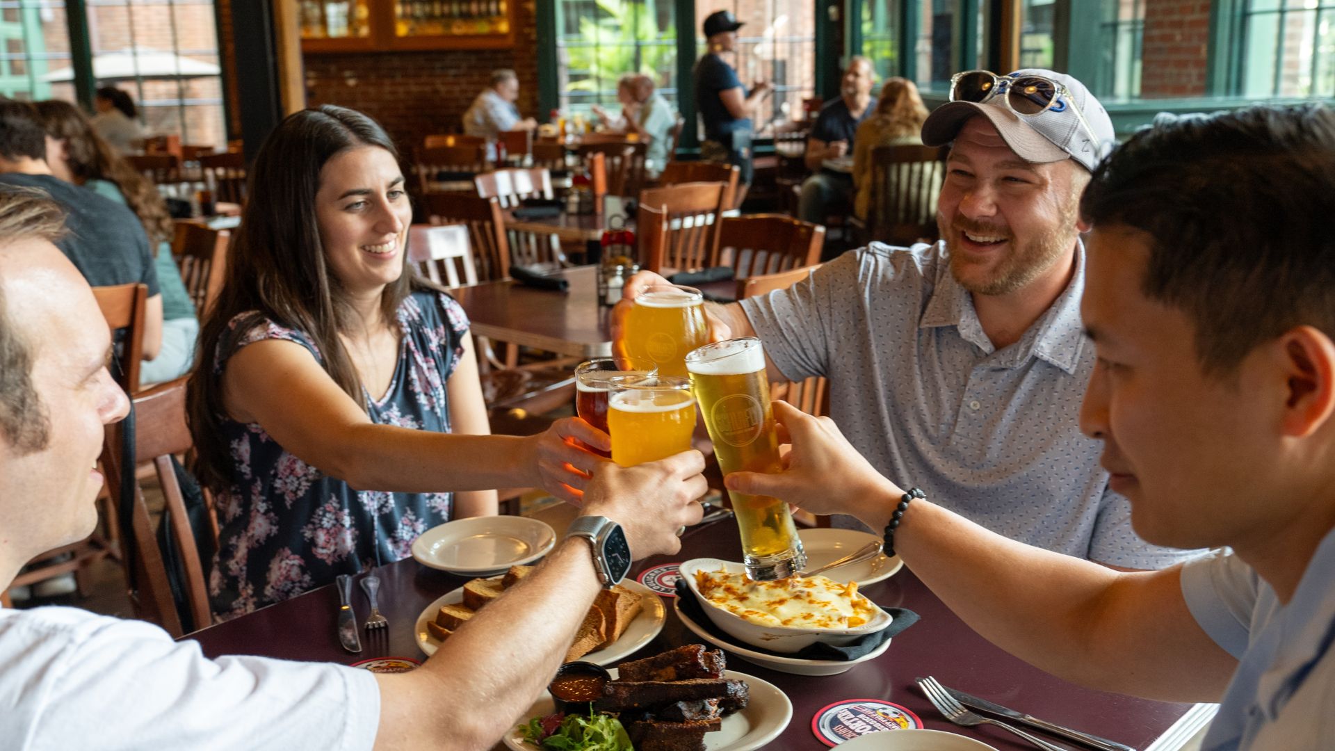 A group of friends experience one of the best St. Louis breweries at the Schlafly Tap Room.