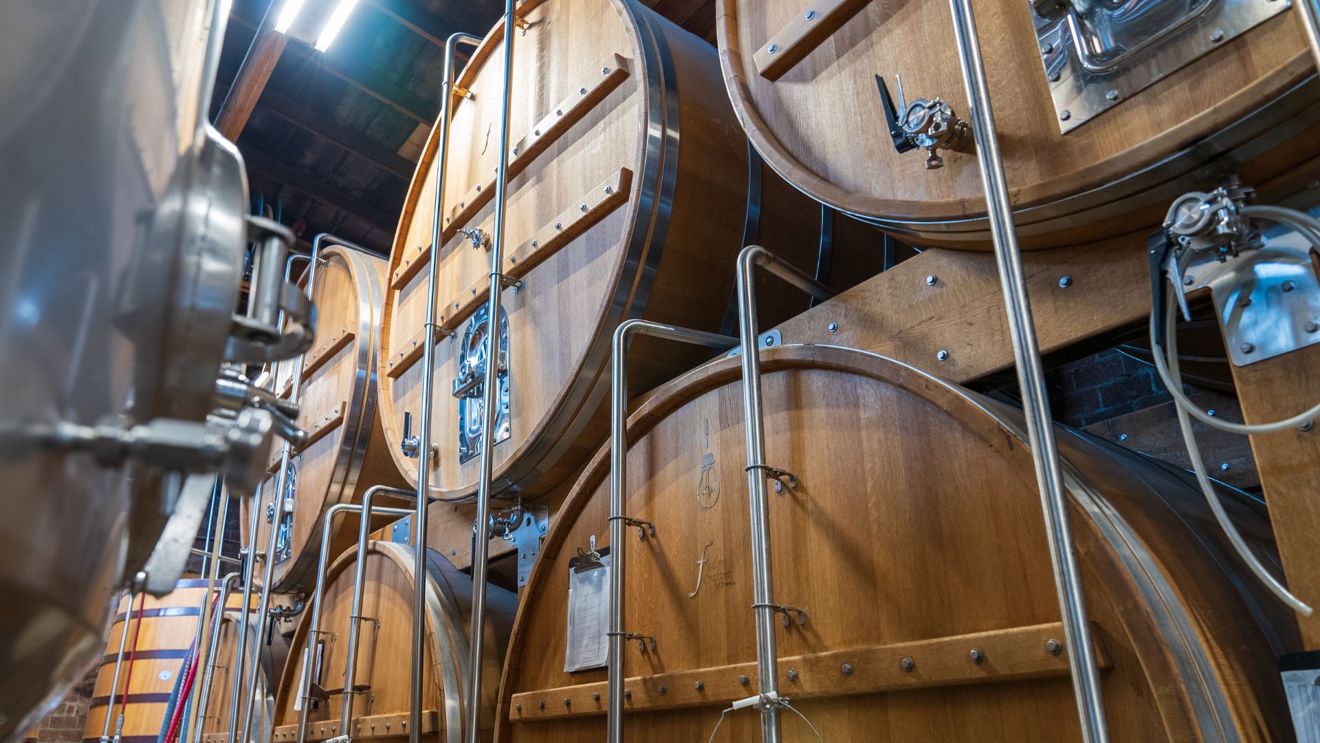 Side Project Brewing uses giant oak foeders to age some of its beers.