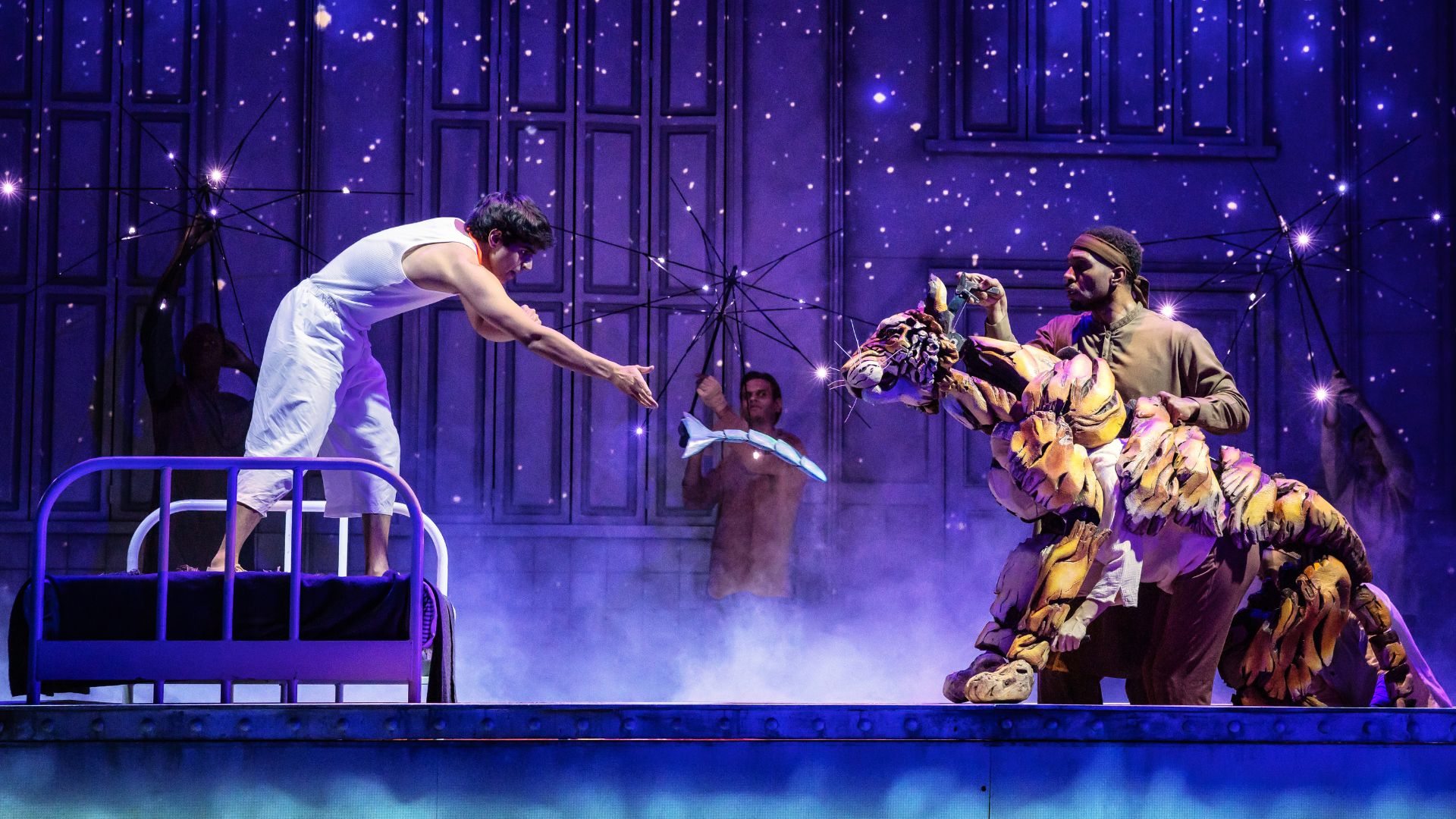 Life of Pi features astounding animal puppetry as the cast brings the tiger in the tale to life.
