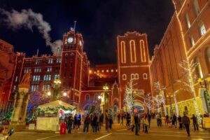 The Anheuser-Busch Brewery Lights light up the beautiful architecture at the St. Louis brewery.