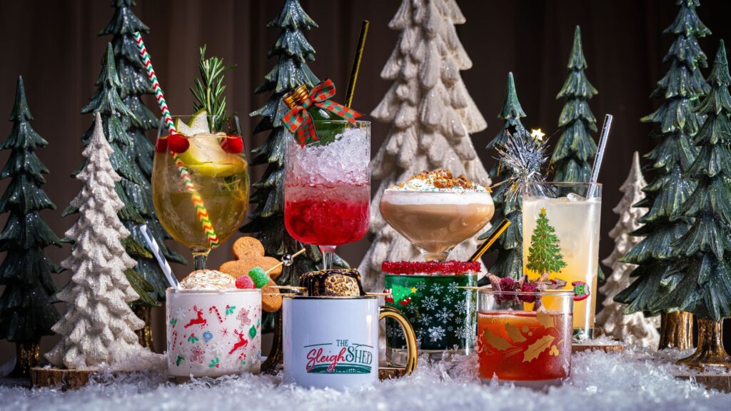 The Sleigh Shed is a holiday pop-up bar in St Louis with festive cocktails and extravagant decor.