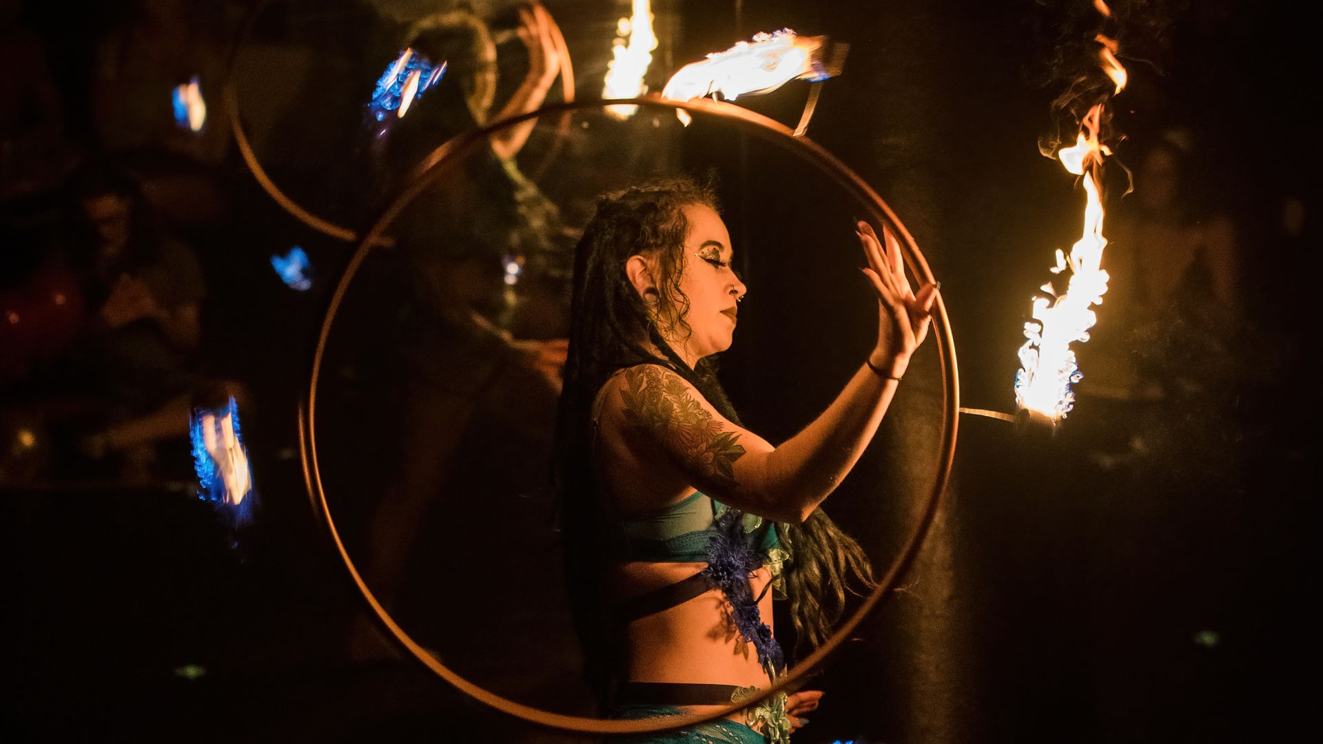 A dancer plays with fire at The Boom Boom Room, a burlesque club in downtown St Louis.