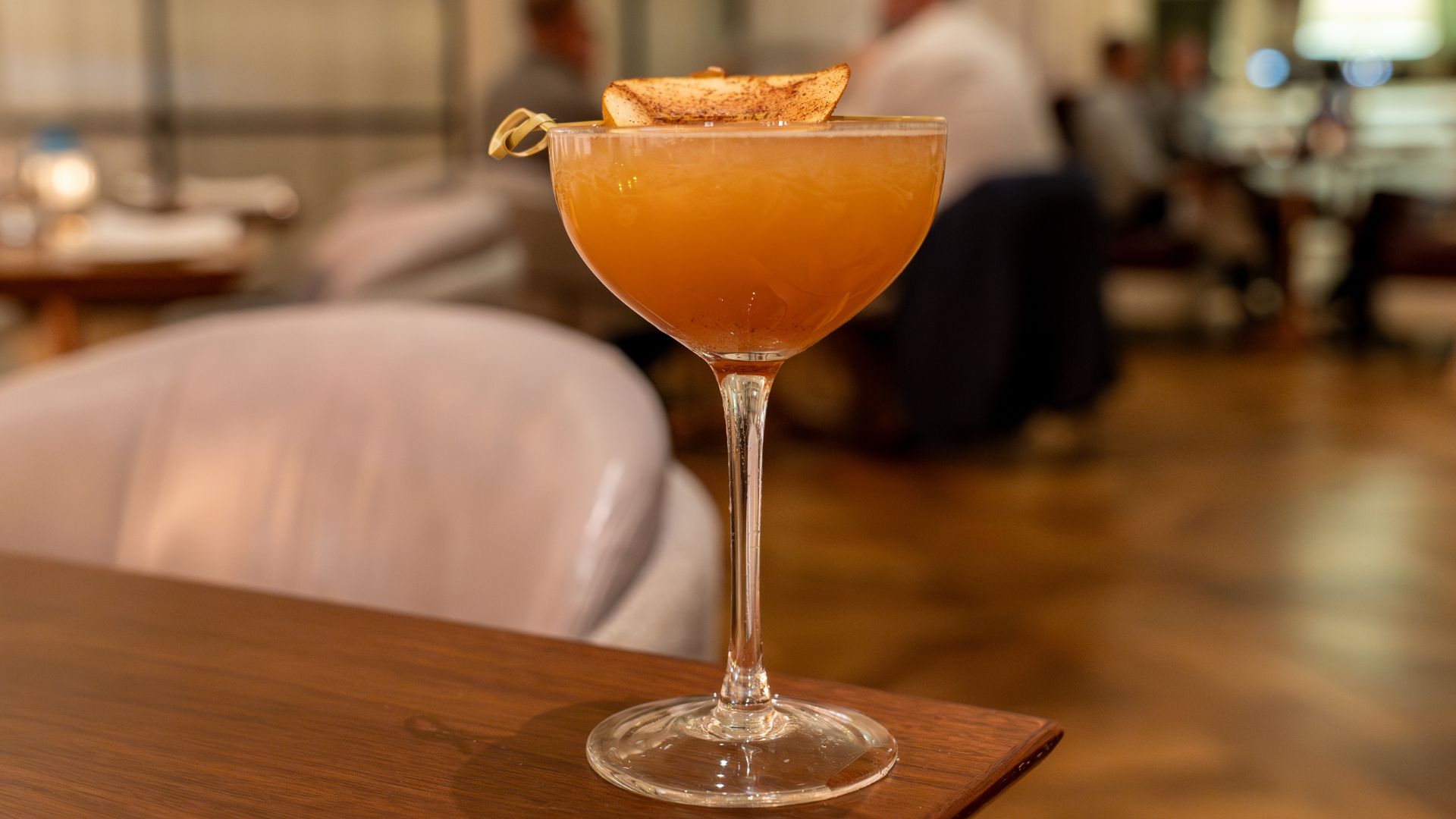 A cocktail sits on the edge of a table at Casa Don Alfonso in St Louis.