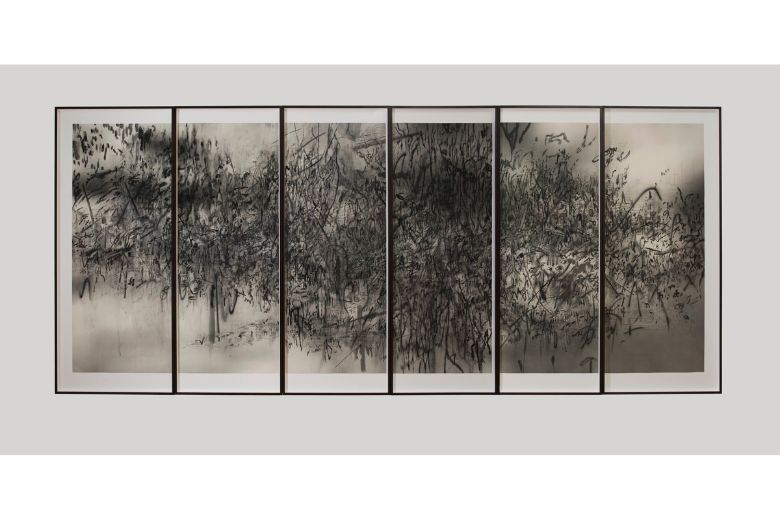 Julie Mehretu’s “Epigraph, Damascus” is on view at the Saint Louis Art Museum.
