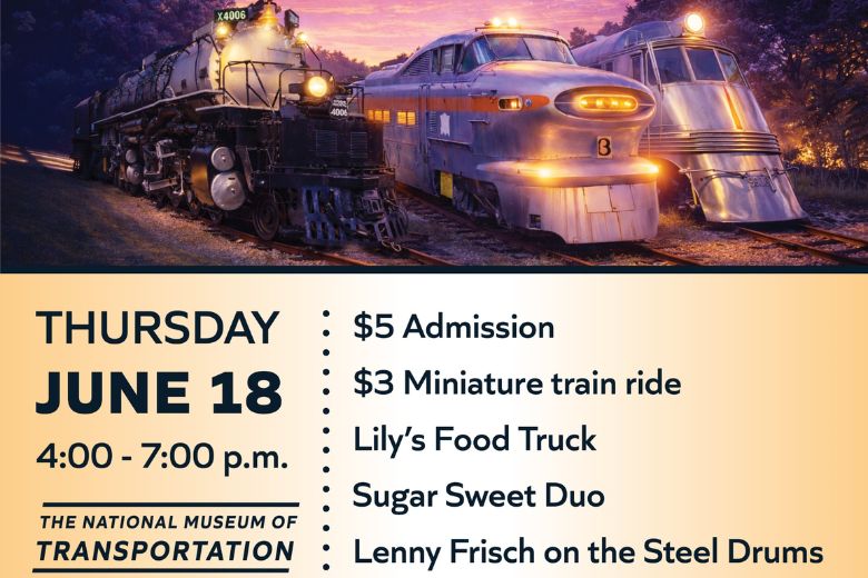 Twilight by the Train Tracks at The National Museum of Transportation.