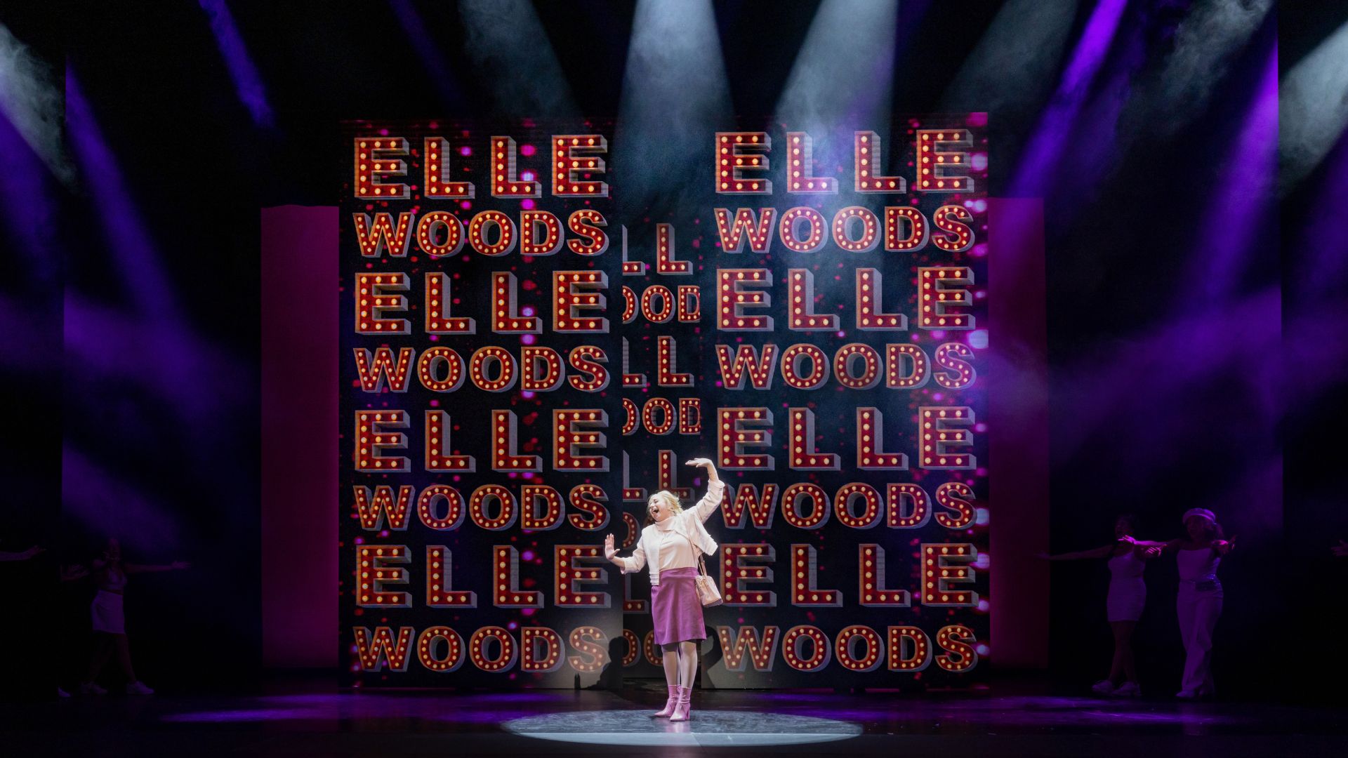 Elle Woods belts out a solo in Legally Blonde - The Musical.